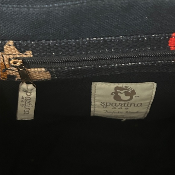 Spartina 449 Pretty Black/Orange Floral Double Straps Shoulder Bag Tote Purse 🌺🌺 - Picture 9 of 14